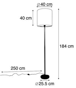 Klasická stojací lampa černá odstín hnědá 40 cm - Simplo
