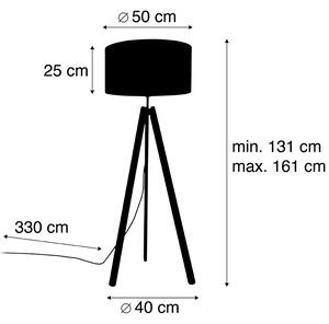 Moderní stojací lampa ze dřevěného textilního odstínu šedý 50 cm stativ - Telu