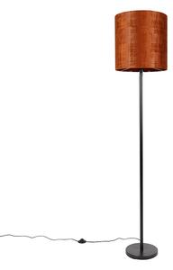 Stojací lampa černá velurová odstín oranžová 40 cm - Simplo