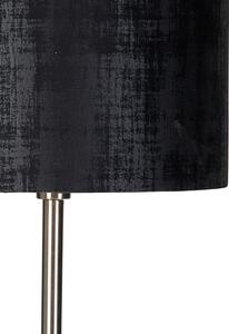 Moderní stojací lampa ocelová černá látkové stínítko 40 cm - Simplo