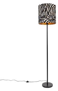 Moderní stojací lampa černé látkové stínítko zebra 40 cm - Simplo