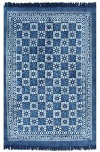 Koberec Kilim se vzorem bavlněný 160 x 230 cm modrý