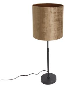 Stolní lampa černý sametový odstín hnědý 25 cm nastavitelný - Parte