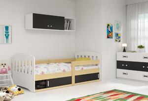 Dětská postel CLASA, 80x160, bílá/borovice/černá