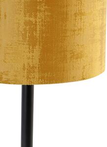Moderní stolní lampa černá se stínidlem zlatá 25 cm - Simplo