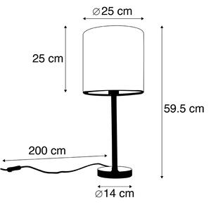 Moderní stolní lampa černá s šedým stínidlem 25 cm - Simplo
