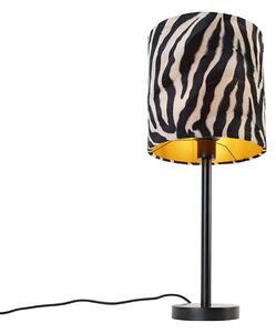 Moderní stolní lampa černá se stínidlem zebra 25 cm - Simplo
