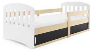 Dětská postel CLASSIC, 80x160, bílá/borovice/černá