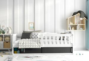 Dětská postel SMART, 80x160, borovice/bílá/černá