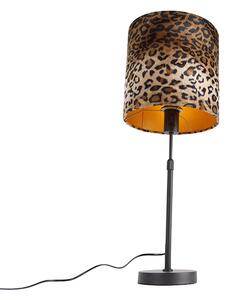 Stolní lampa černý sametový odstín leopardí design 25 cm - Parte