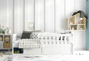 Dětská postel BENEDIS, 80x160, borovice/bílá/černá