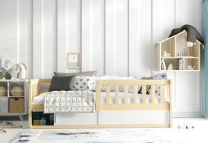 Dětská postel BENEDIS, 80x160, borovice/bílá/černá