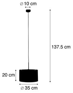 Moderní závěsná lampa černá s hnědým odstínem 35 cm - Combi