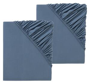 LIVARNO home Sada žerzejových napínacích prostěradel, 90-100 x 200 cm, 2dílná, tmavě modrá (800006147)