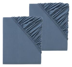 LIVARNO home Sada žerzejových napínacích prostěradel, 90-100 x 200 cm, 2dílná, tmavě modrá (800006147)