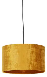 Moderní závěsná lampa černá s odstínem žluté 35 cm - Combi