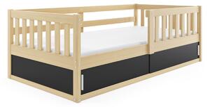 Dětská postel BENEDIS, 80x160, borovice/černá