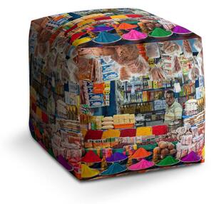 Sablio Taburet Cube Barevné koření - 40x40x40 cm