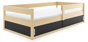 Dětská postel HUGO, 80x160, borovice/černá