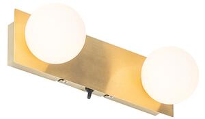 Moderní nástěnné svítidlo zlaté 28 cm IP44 2-světla - Cederic