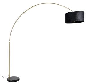 Oblouková lampa mosaz s černou látkou odstín černá 50 cm - XXL