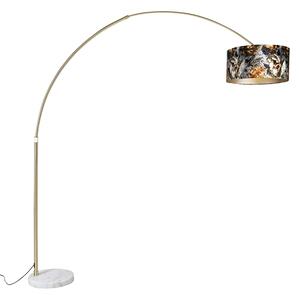 Oblouková mosazná lampa s odstínem květinový design 50 cm - XXL