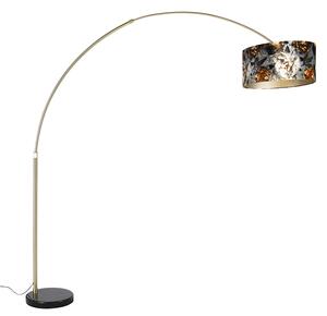 Oblouková lampa mosaz s květinovým motivem v černém odstínu 50 cm - XXL