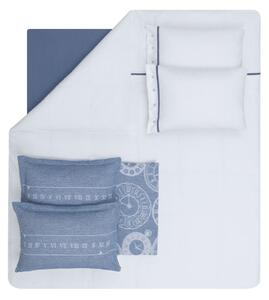 Set přehozu Asral, povlečení, prostěradla a povlaků na polštář, na jednolůžko, bavlněný, modrý