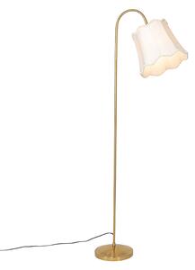 Klasická mosazná stojací lampa s bílým stínidlem - Nona