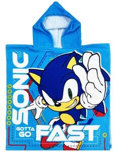 Rychleschnoucí dětské pončo - osuška s kapucí Ježek Sonic - 55 x 110 cm