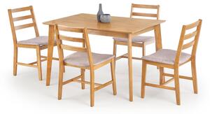 Cordoba set stůl + 4 židlí světlý dub / tkanina mokate