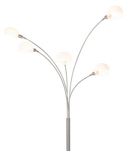 Designová stojací lampa ocelová s opálovým sklem 5-light - Sixties Marmo