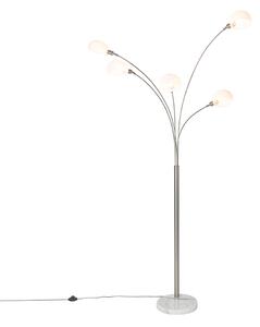 Designová stojací lampa ocelová s opálovým sklem 5-light - Sixties Marmo