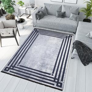 Šedý trendový koberec s protiskluzovou úpravou a geometrickým vzorem Šířka: 120 cm | Délka: 170 cm