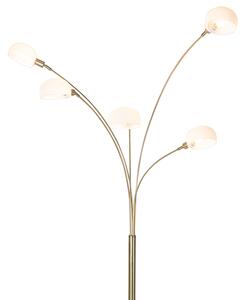 Designová stojací lampa mosazná s opálovým sklem 5-light - Sixties Marmo