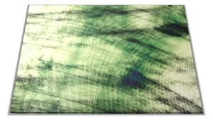 Skleněné prkénko zelená inkoust malba abstrakt - 30x20cm