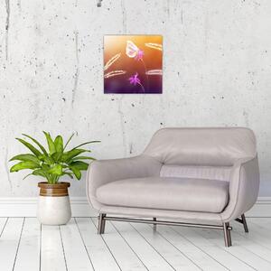 Obraz - Růžový motýl (30x30 cm)