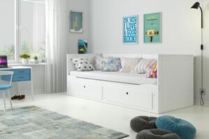 Rozkládací bílá postel Hermiona 200x80 vč.matrací - BM