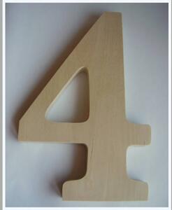 "4" dřevěné domovní číslo v.18 cm přírodní, bez povrchové úpravy