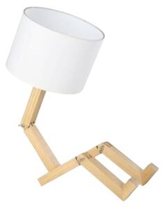Krémová stolní lampa z masivního dřeva (výška 46 cm) WoodenMan – Squid Lighting