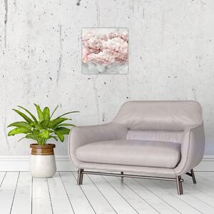 Obraz - Růžové květy na zdi (30x30 cm)