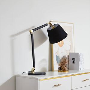 Stolní lampa Lucande Marvaine, černá/zlatá barva, nastavitelná