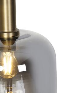 Designová závěsná lampa černá se zlatou s kouřovým sklem - Zuzanna