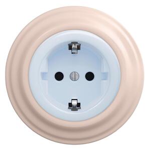 Reblig - Retro zásuvka domovní s rámečkem SCHUKO 230V/16A modrá/starorůžová