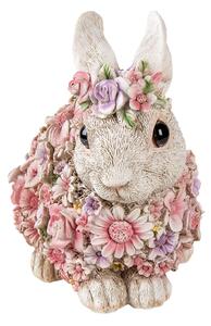 Dekorativní soška králíka posetého květinami - 19*12*18 cm