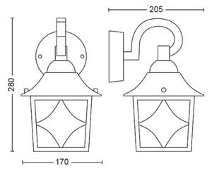 Philips 1747742PN - Venkovní nástěnné svítidlo CAMBRIDGE 1xE27/60W/230V IP44