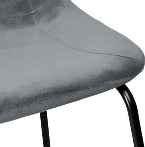 ViaDomo Via Domo - Sametová barová židle Terra - šedá/černá - 43x91x30 cm - sada 2 ks