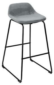 ViaDomo Via Domo - Sametová barová židle Terra - šedá/černá - 50cmx91x54 cm