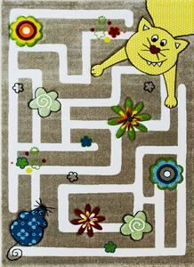 BE Dětský koberec Smart Kids 22303 BEIGE - béžový obdélníkový, bludiště Rozměr: 120x180 cm