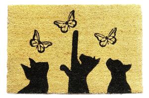 Kokosová rohožka Kočky a motýli, 60 x 40 cm